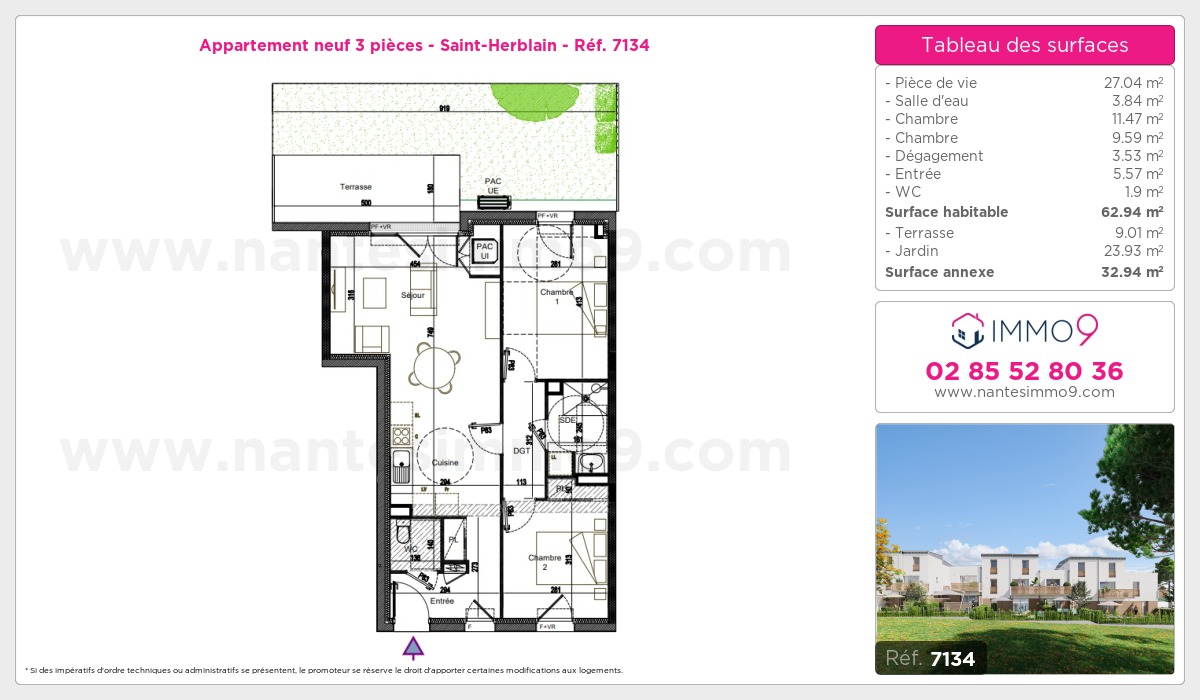 Plan et surfaces, Programme neuf Saint-Herblain Référence n° 7134