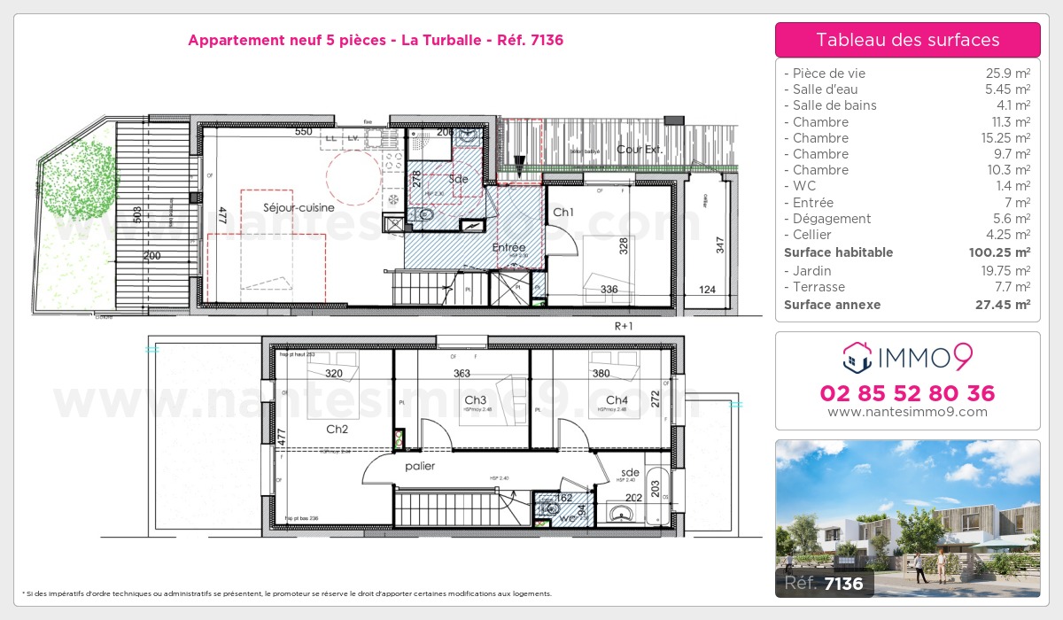 Plan et surfaces, Programme neuf Turballe Référence n° 7136