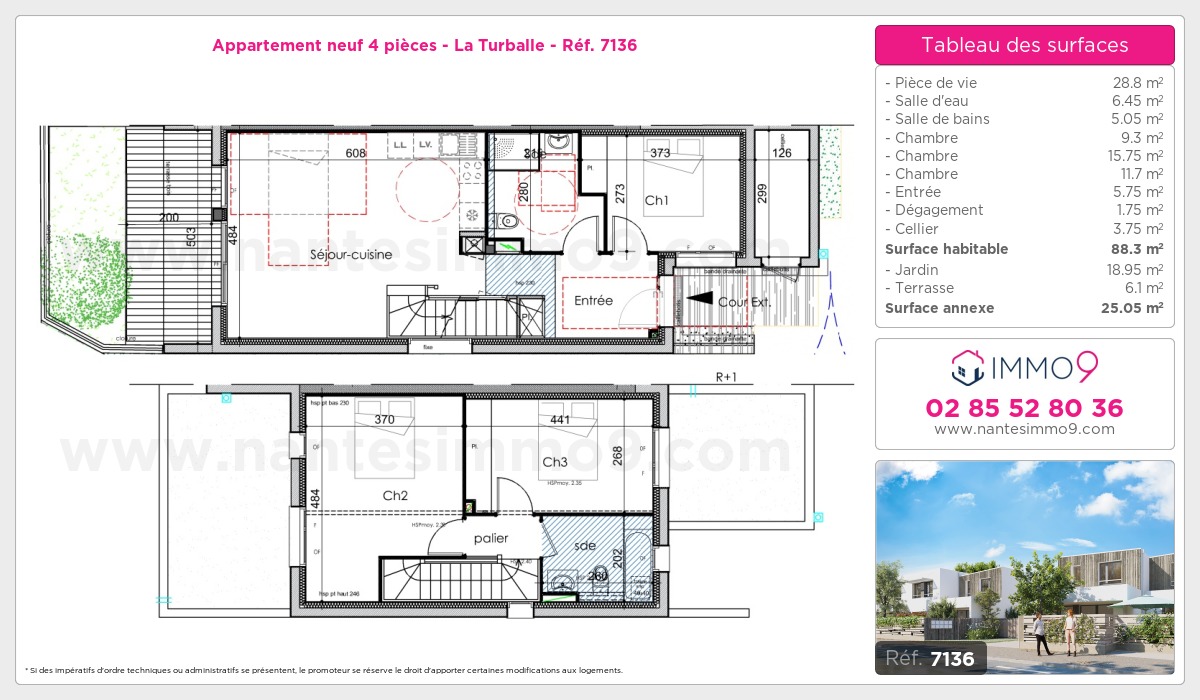 Plan et surfaces, Programme neuf Turballe Référence n° 7136