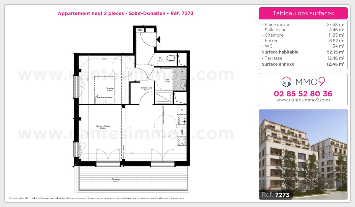 Plan et surfaces, Programme neuf Nantes : Saint-Donatien Référence n° 7273