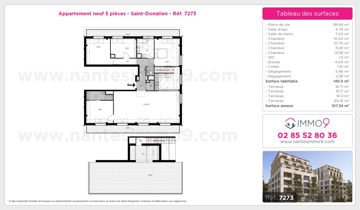 Plan et surfaces, Programme neuf Nantes : Saint-Donatien Référence n° 7273