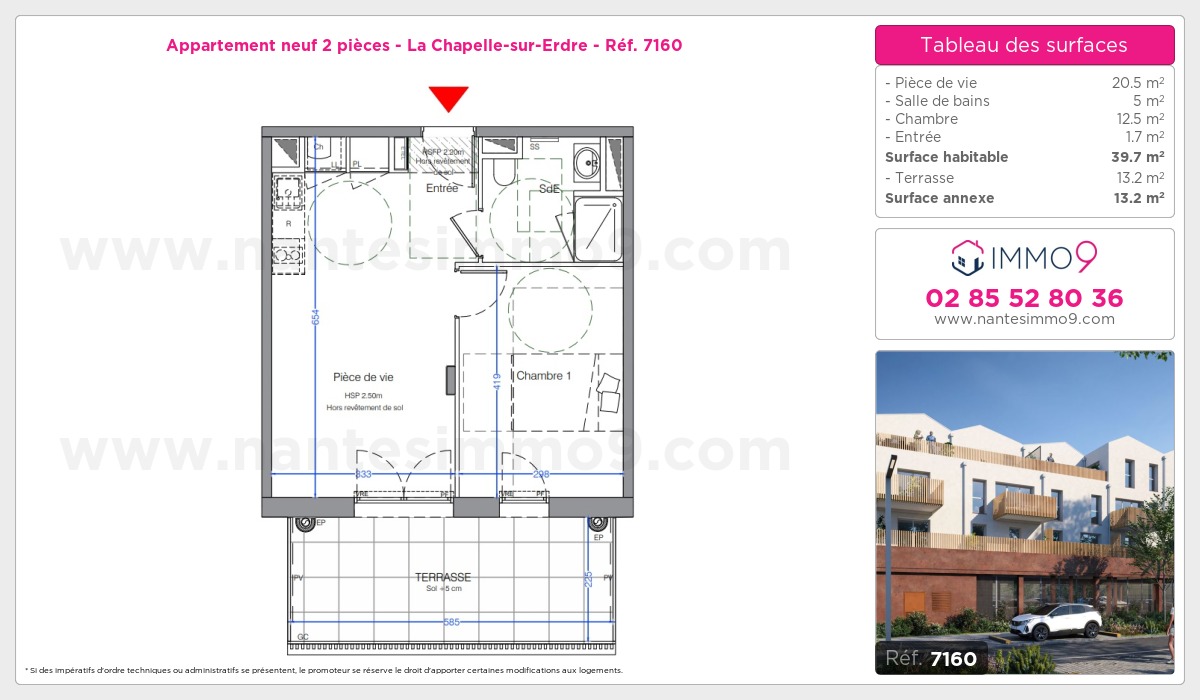 Plan et surfaces, Programme neuf Chapelle-sur-Erdre Référence n° 7160