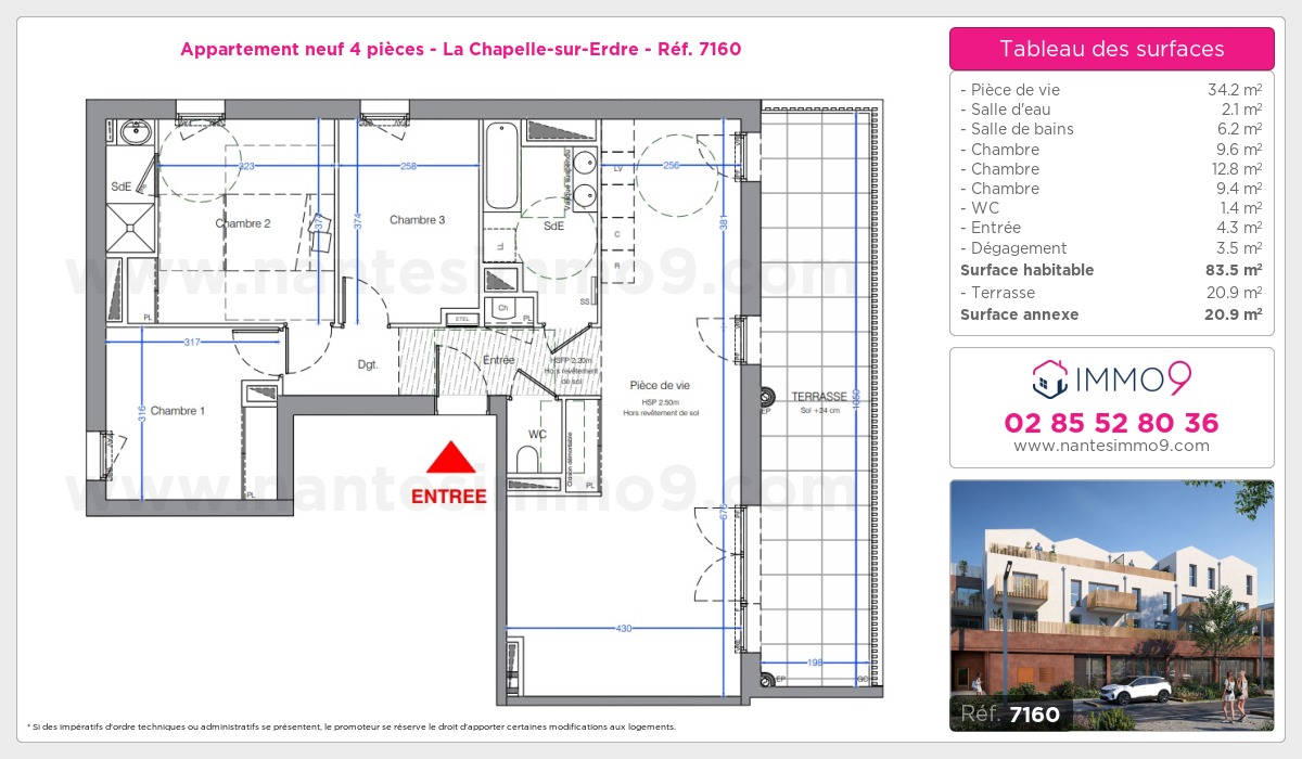 Plan et surfaces, Programme neuf Chapelle-sur-Erdre Référence n° 7160
