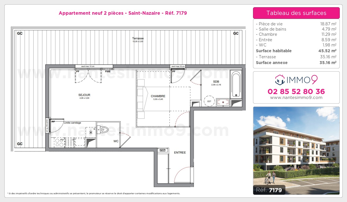 Plan et surfaces, Programme neuf Saint-Nazaire Référence n° 7179
