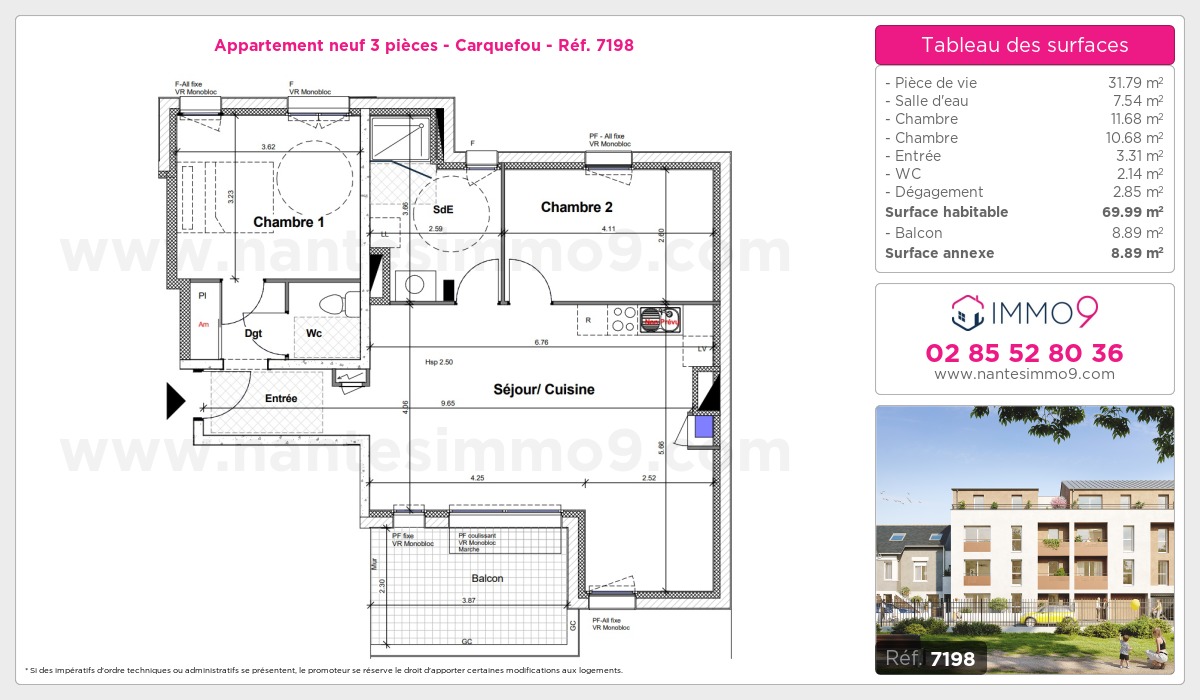 Plan et surfaces, Programme neuf Carquefou Référence n° 7198