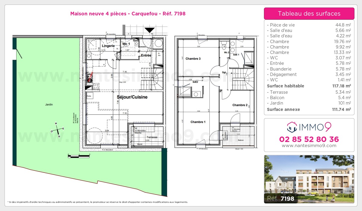 Plan et surfaces, Programme neuf Carquefou Référence n° 7198