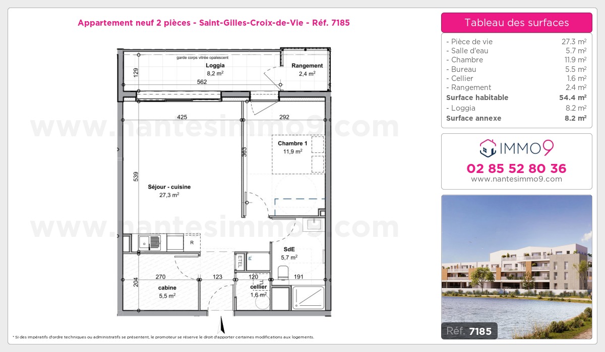 Plan et surfaces, Programme neuf Saint-Gilles-Croix-de-Vie Référence n° 7185