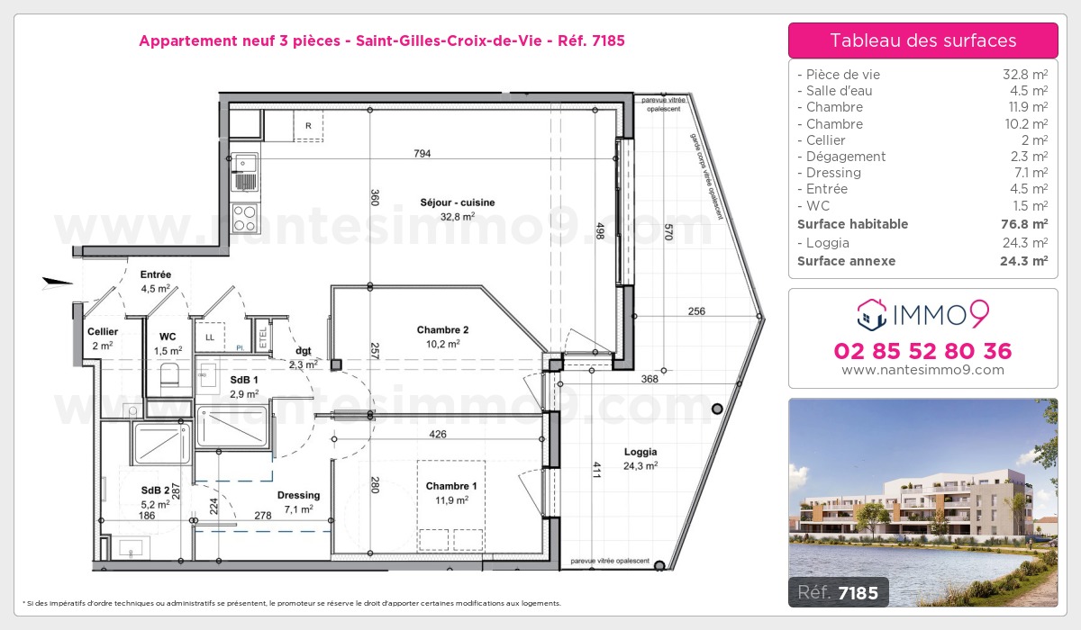 Plan et surfaces, Programme neuf Saint-Gilles-Croix-de-Vie Référence n° 7185