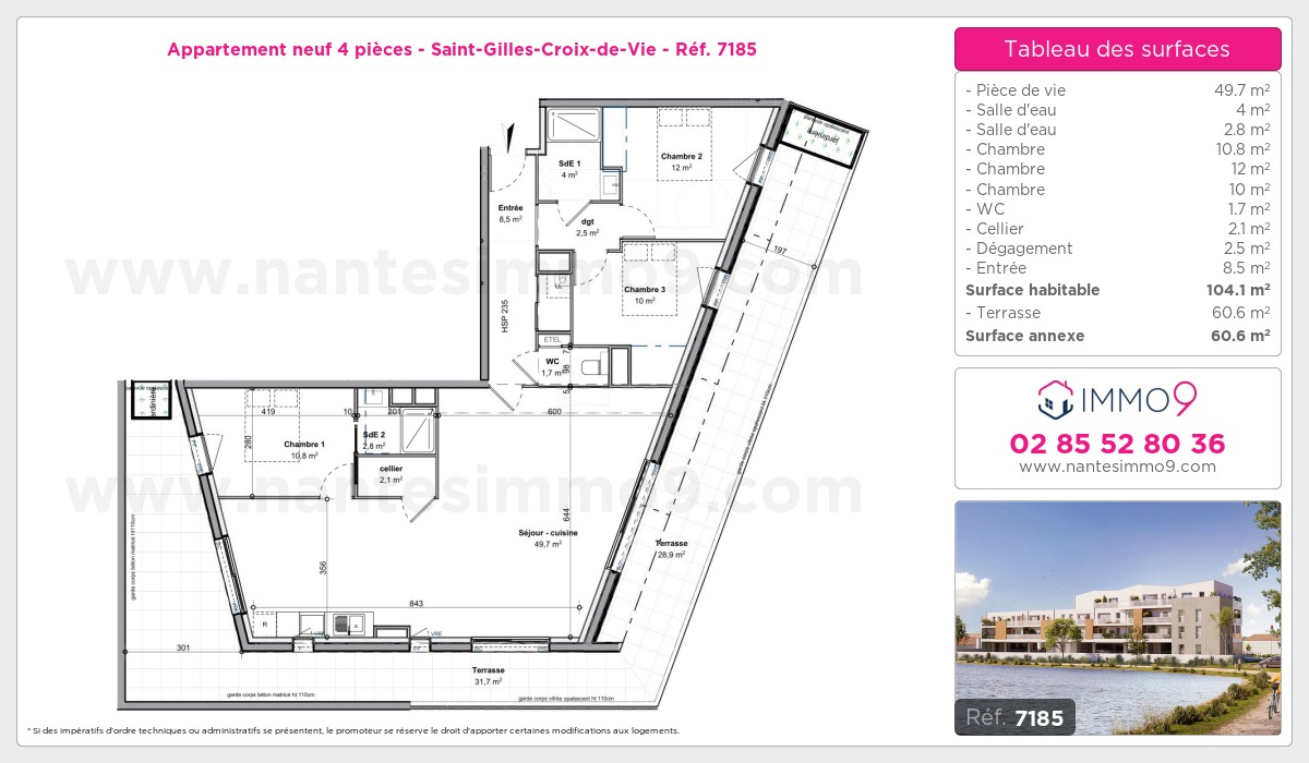 Plan et surfaces, Programme neuf Saint-Gilles-Croix-de-Vie Référence n° 7185