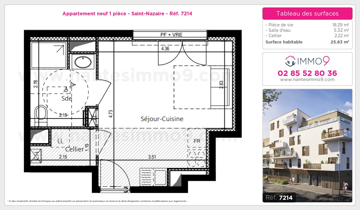 Plan et surfaces, Programme neuf Saint-Nazaire Référence n° 7214