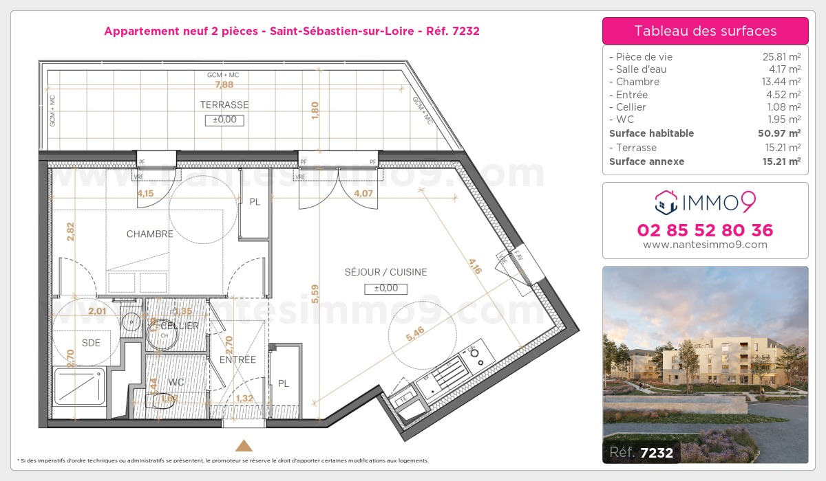 Plan et surfaces, Programme neuf Saint-Sébastien-sur-Loire Référence n° 7232