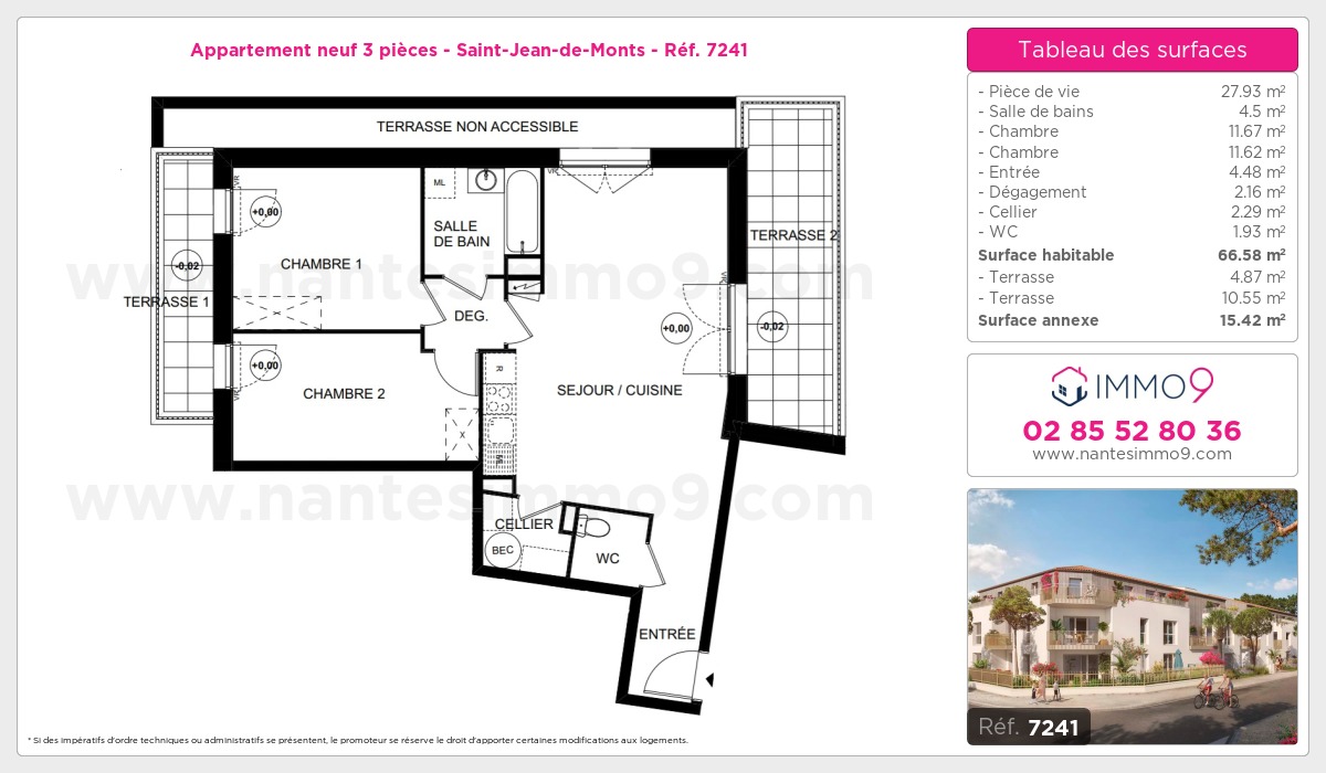 Plan et surfaces, Programme neuf Saint-Jean-de-Monts Référence n° 7241