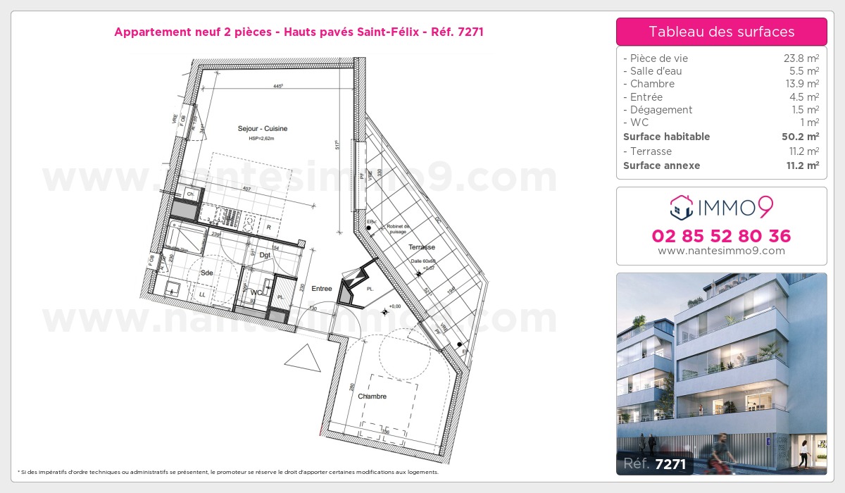 Plan et surfaces, Programme neuf Nantes : Hauts pavés Saint-Félix Référence n° 7271
