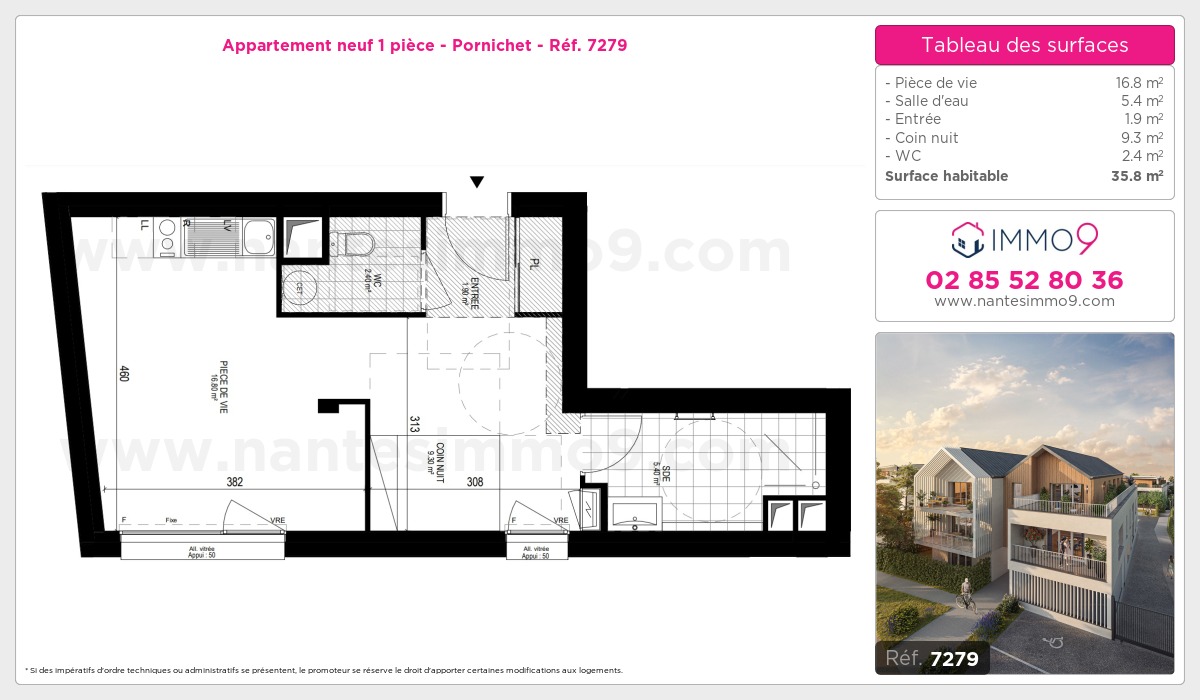 Plan et surfaces, Programme neuf Pornichet Référence n° 7279