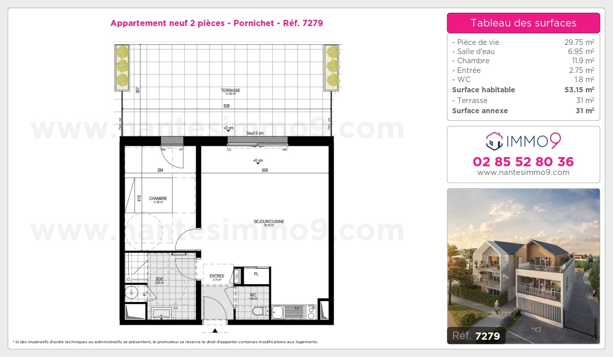 Plan et surfaces, Programme neuf Pornichet Référence n° 7279
