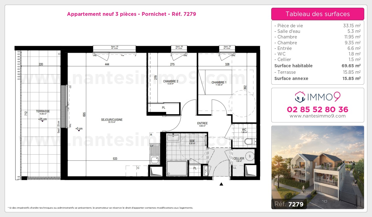 Plan et surfaces, Programme neuf Pornichet Référence n° 7279