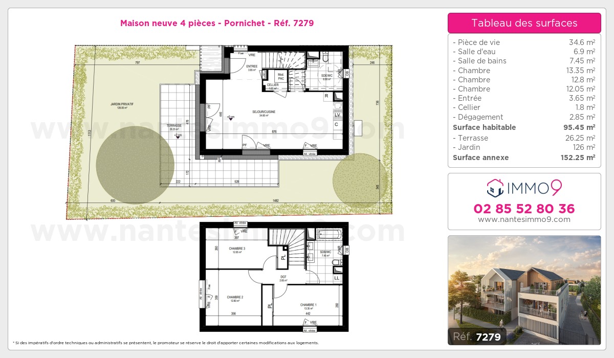 Plan et surfaces, Programme neuf Pornichet Référence n° 7279