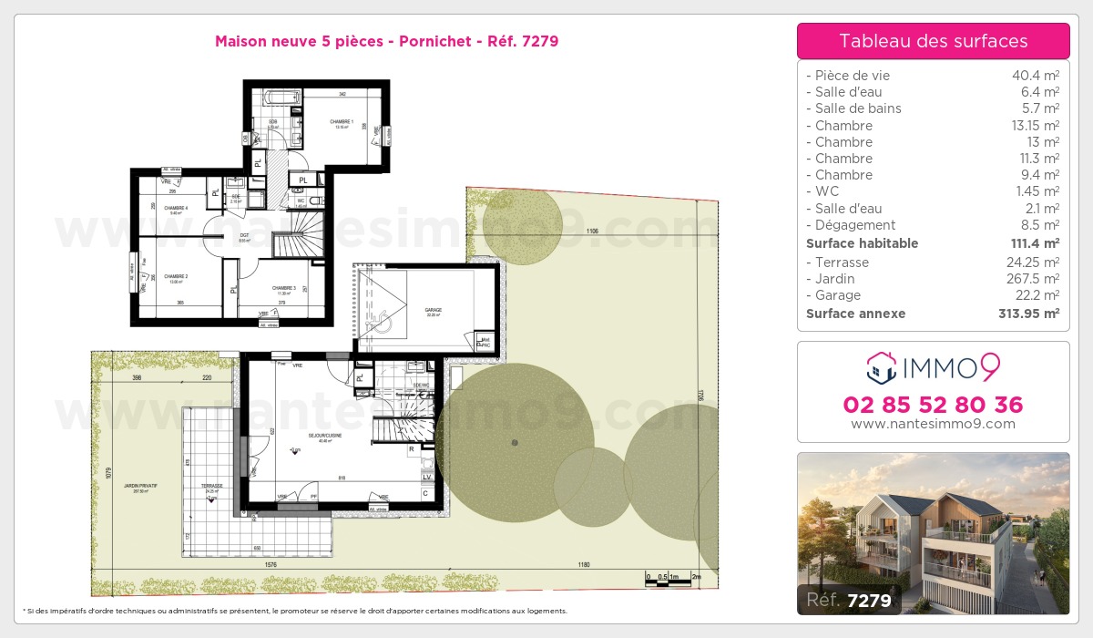 Plan et surfaces, Programme neuf Pornichet Référence n° 7279