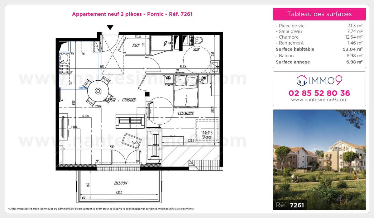 Plan et surfaces, Programme neuf Pornic Référence n° 7261
