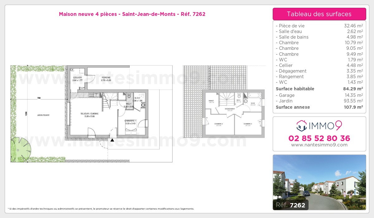 Plan et surfaces, Programme neuf Saint-Jean-de-Monts Référence n° 7262