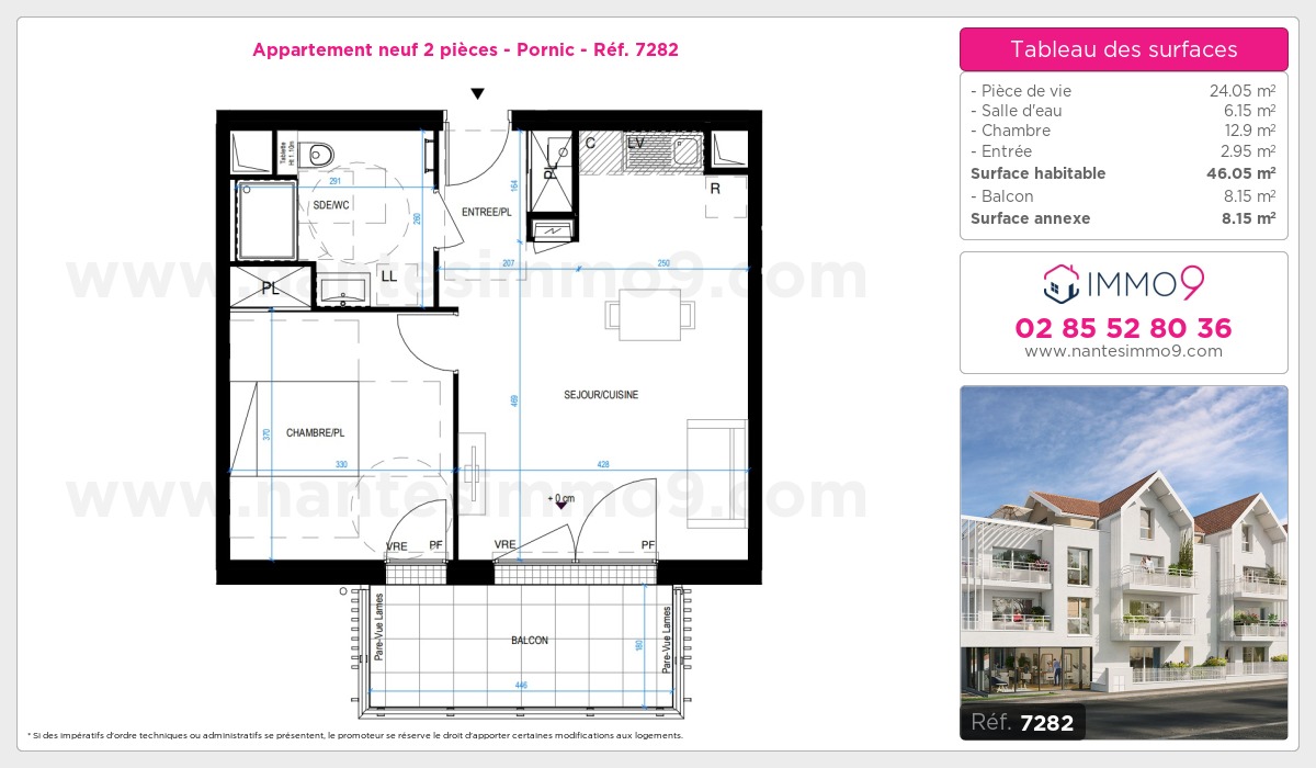 Plan et surfaces, Programme neuf Pornic Référence n° 7282