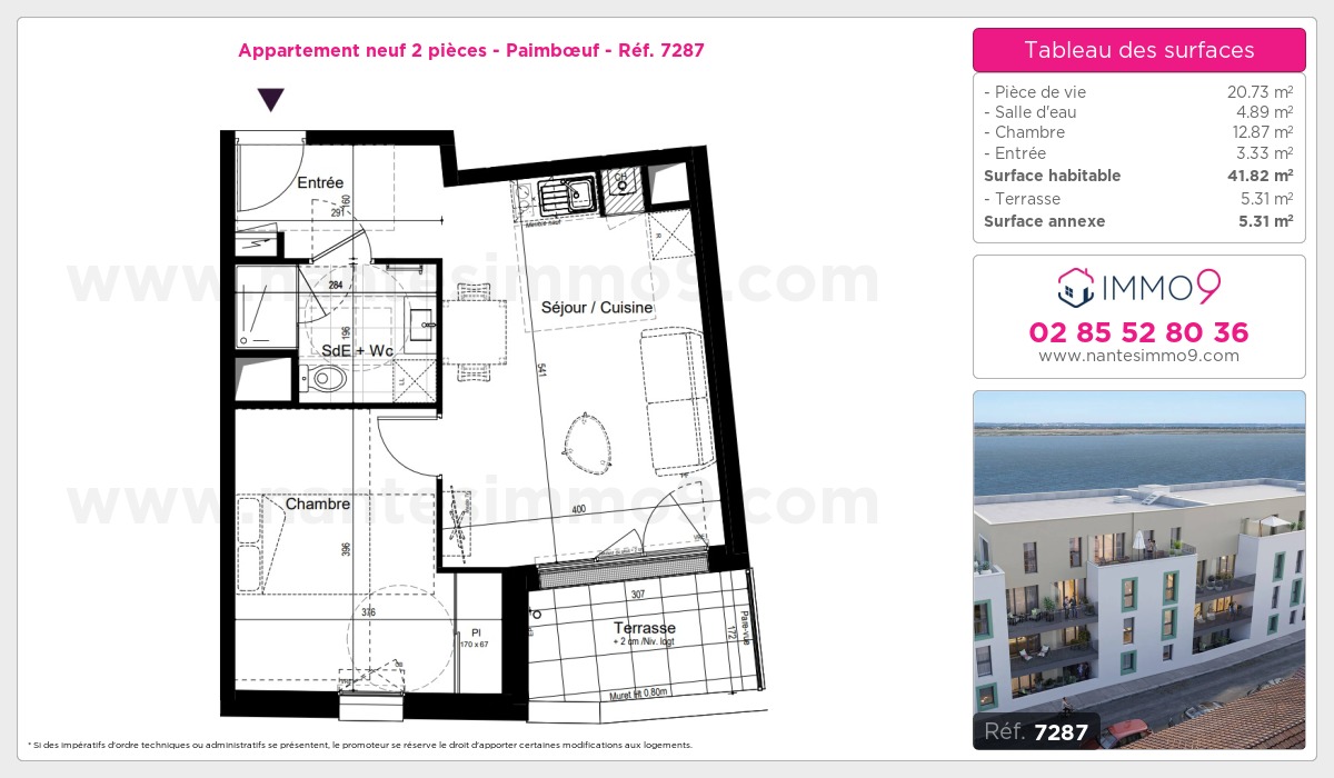 Plan et surfaces, Programme neuf Pornic Référence n° 7287