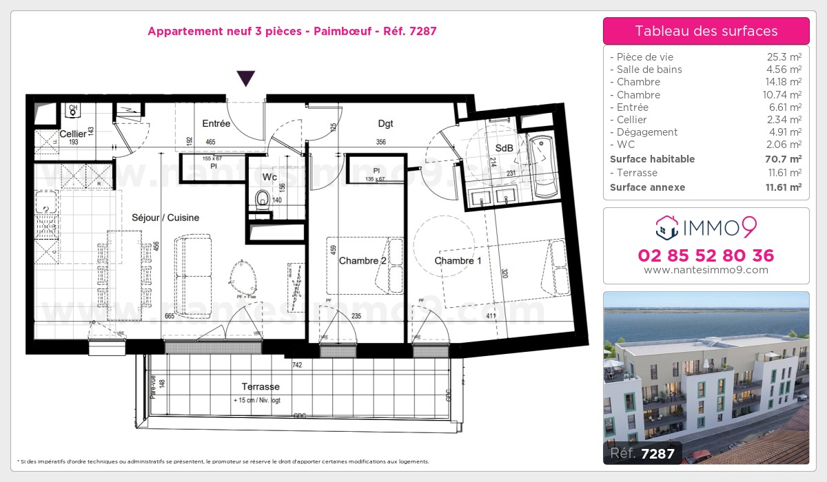 Plan et surfaces, Programme neuf Paimbœuf Référence n° 7287