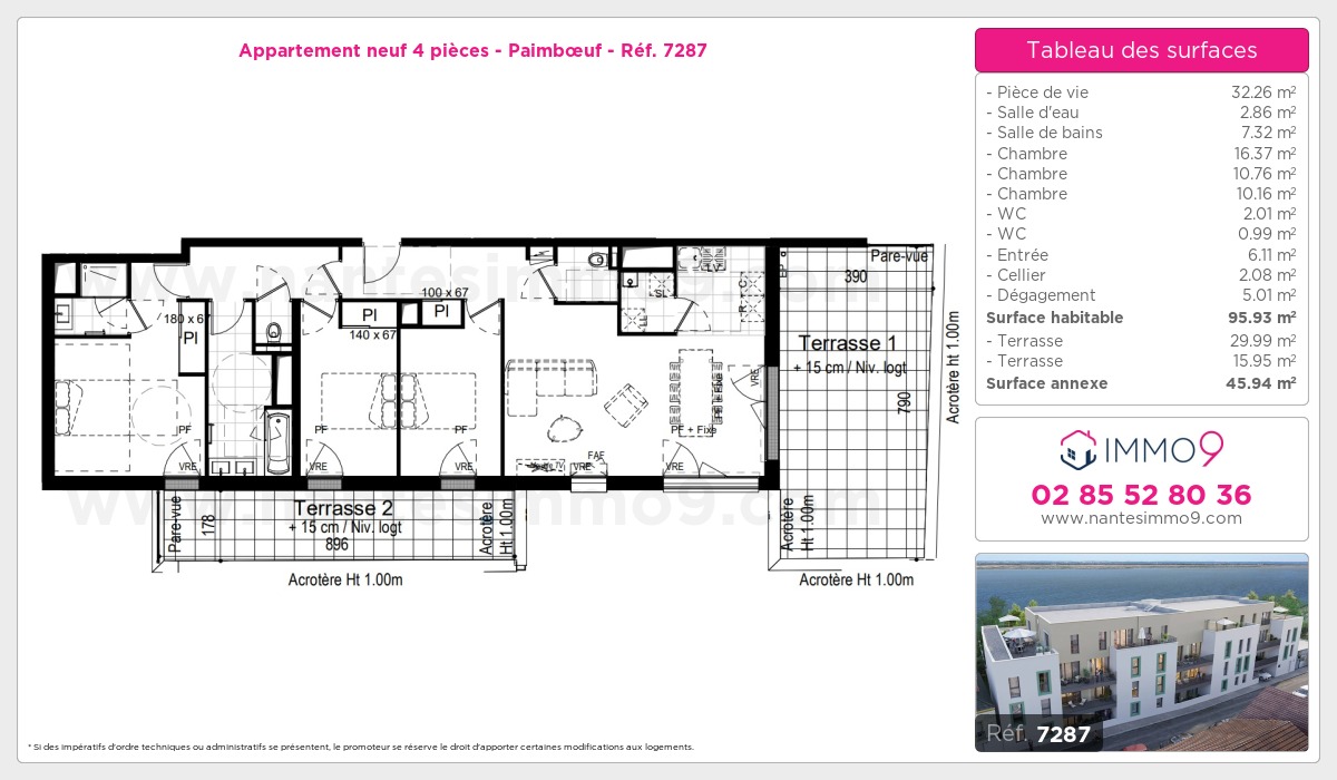 Plan et surfaces, Programme neuf Pornic Référence n° 7287