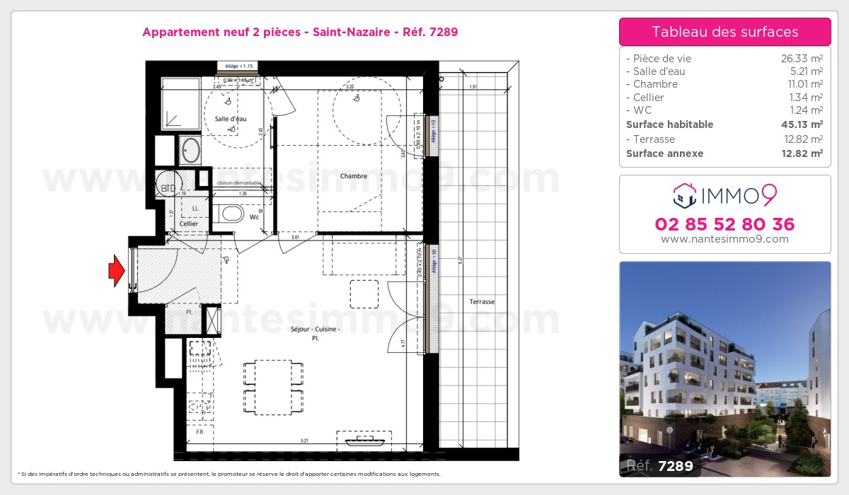 Plan et surfaces, Programme neuf Saint-Nazaire Référence n° 7289