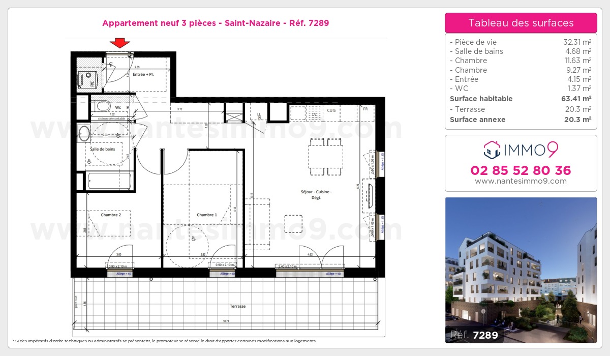 Plan et surfaces, Programme neuf Saint-Nazaire Référence n° 7289