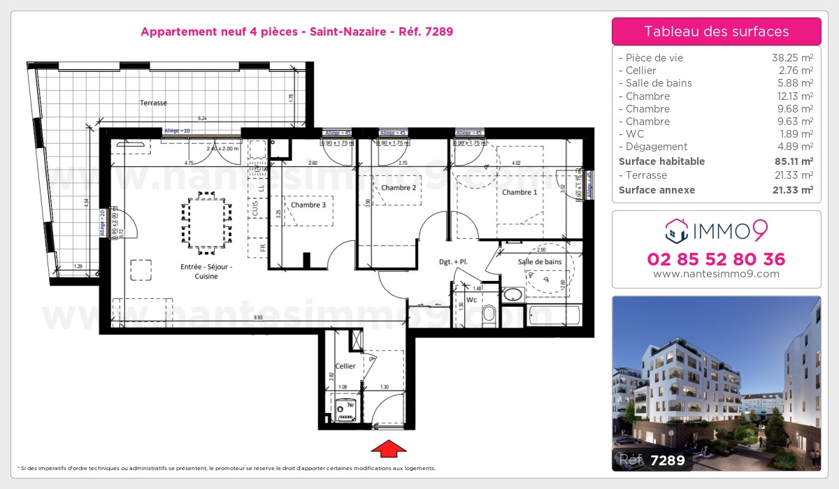 Plan et surfaces, Programme neuf Saint-Nazaire Référence n° 7289