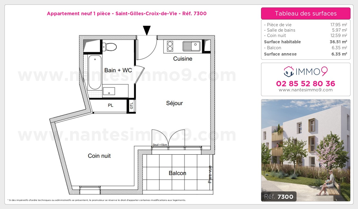 Plan et surfaces, Programme neuf Saint-Gilles-Croix-de-Vie Référence n° 7300