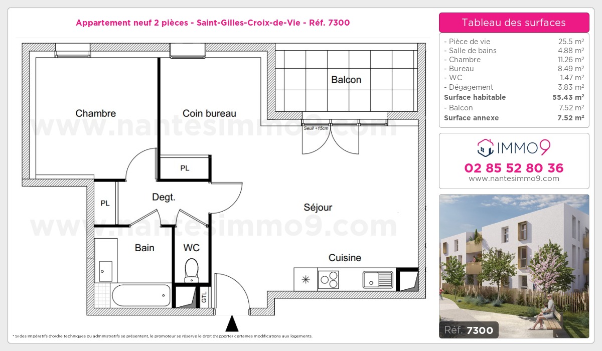Plan et surfaces, Programme neuf Saint-Gilles-Croix-de-Vie Référence n° 7300