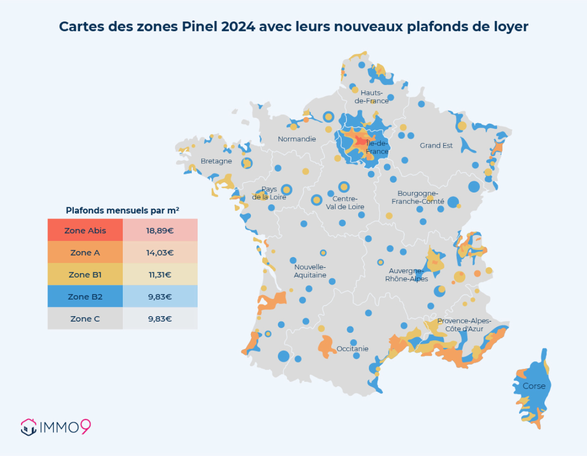 loyer pinel 2024 – carte IMMO9 des loyers Pinel en France