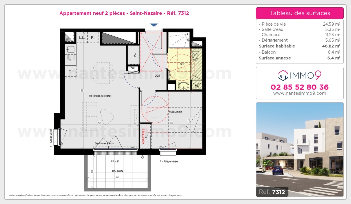 Plan et surfaces, Programme neuf Saint-Nazaire Référence n° 7312
