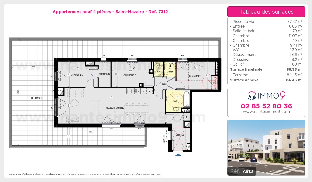 Plan et surfaces, Programme neuf Saint-Nazaire Référence n° 7312