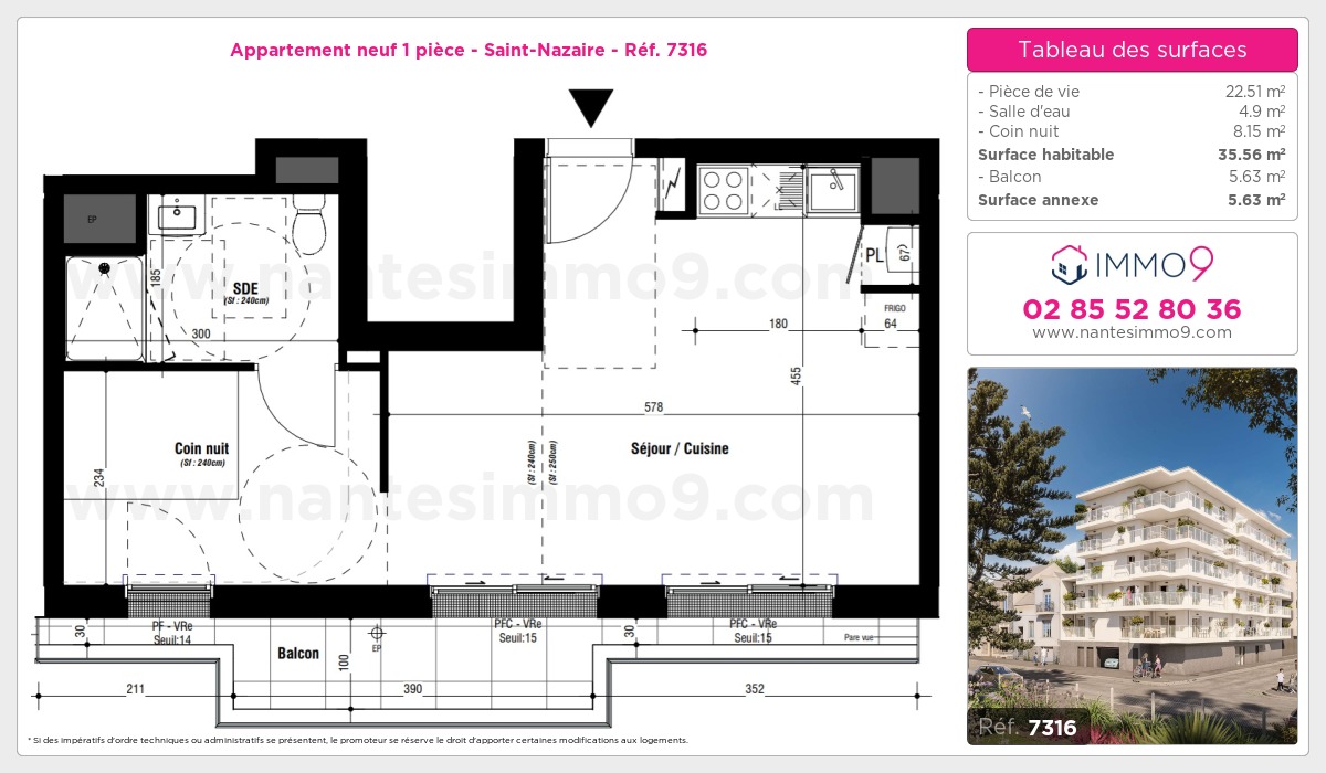 Plan et surfaces, Programme neuf Saint-Nazaire Référence n° 7316