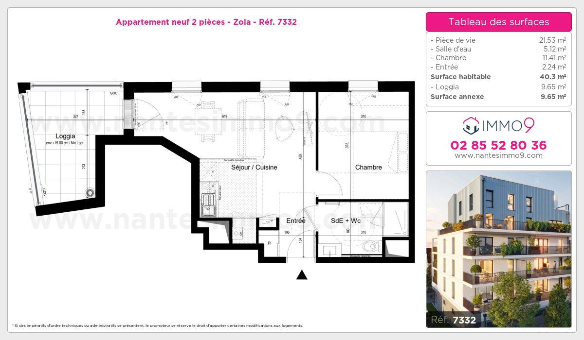 Plan et surfaces, Programme neuf Nantes : Zola Référence n° 7332