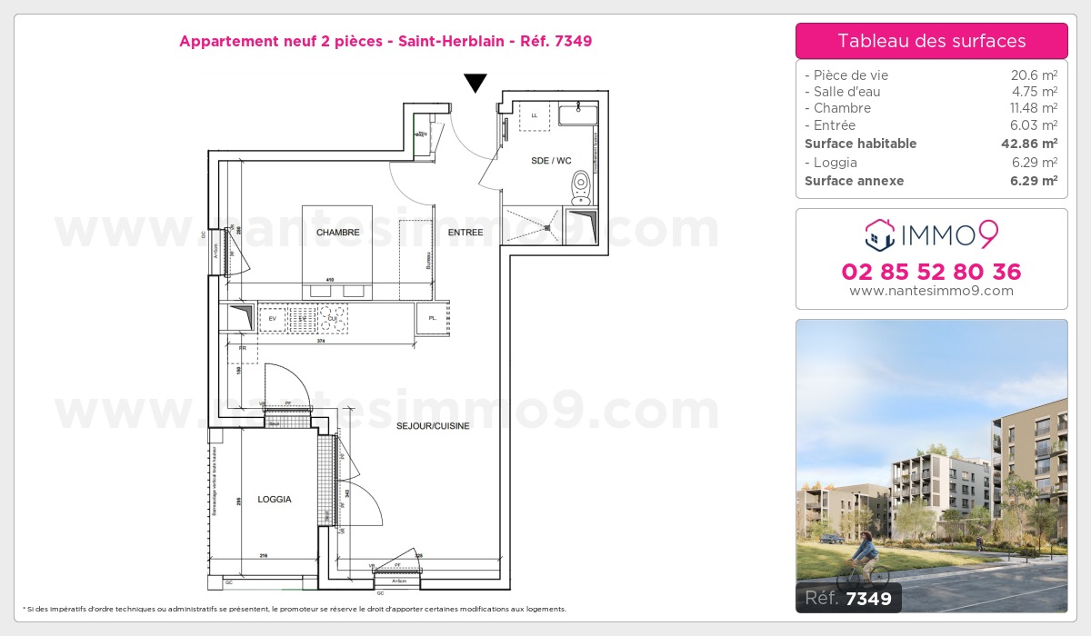 Plan et surfaces, Programme neuf Saint-Herblain Référence n° 7349