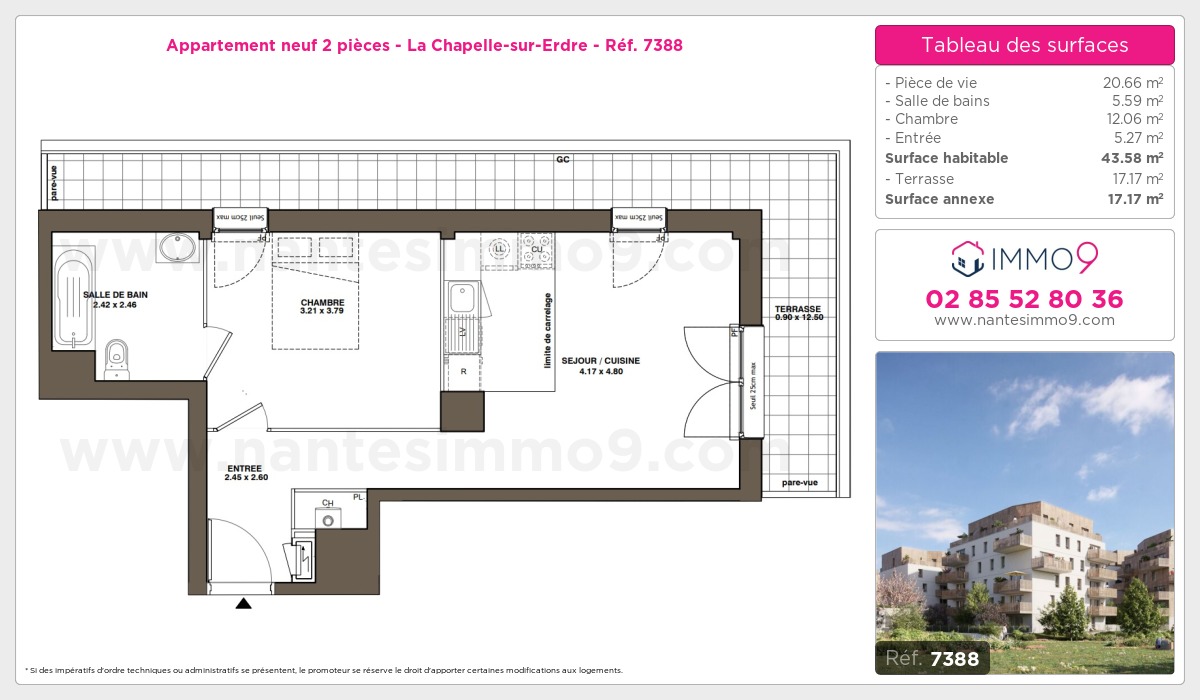 Plan et surfaces, Programme neuf Chapelle-sur-Erdre Référence n° 7388