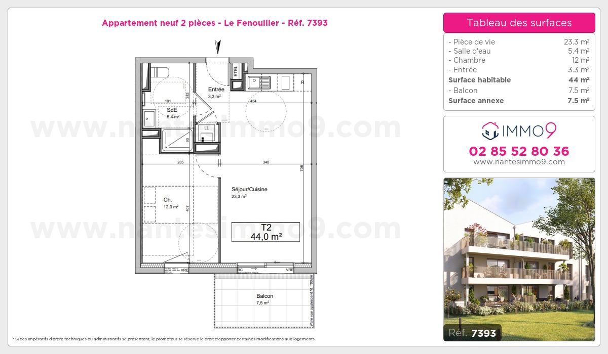 Plan et surfaces, Programme neuf Fenouiller Référence n° 7393