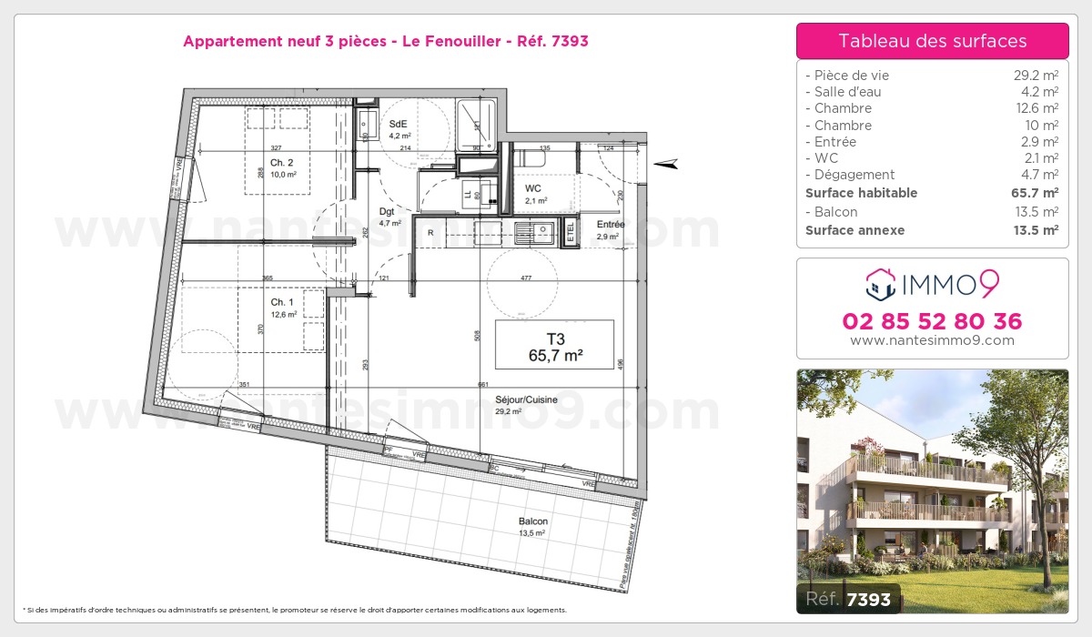 Plan et surfaces, Programme neuf Fenouiller Référence n° 7393