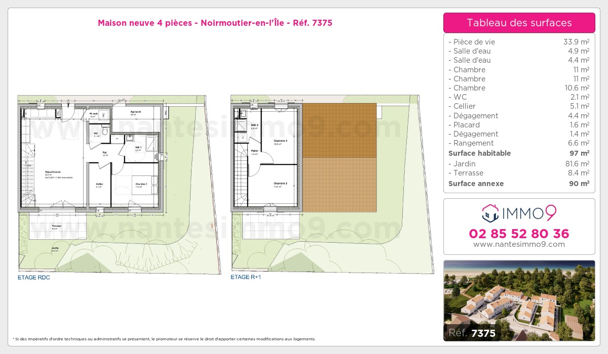 Plan et surfaces, Programme neuf Noirmoutier-en-l'Île Référence n° 7375