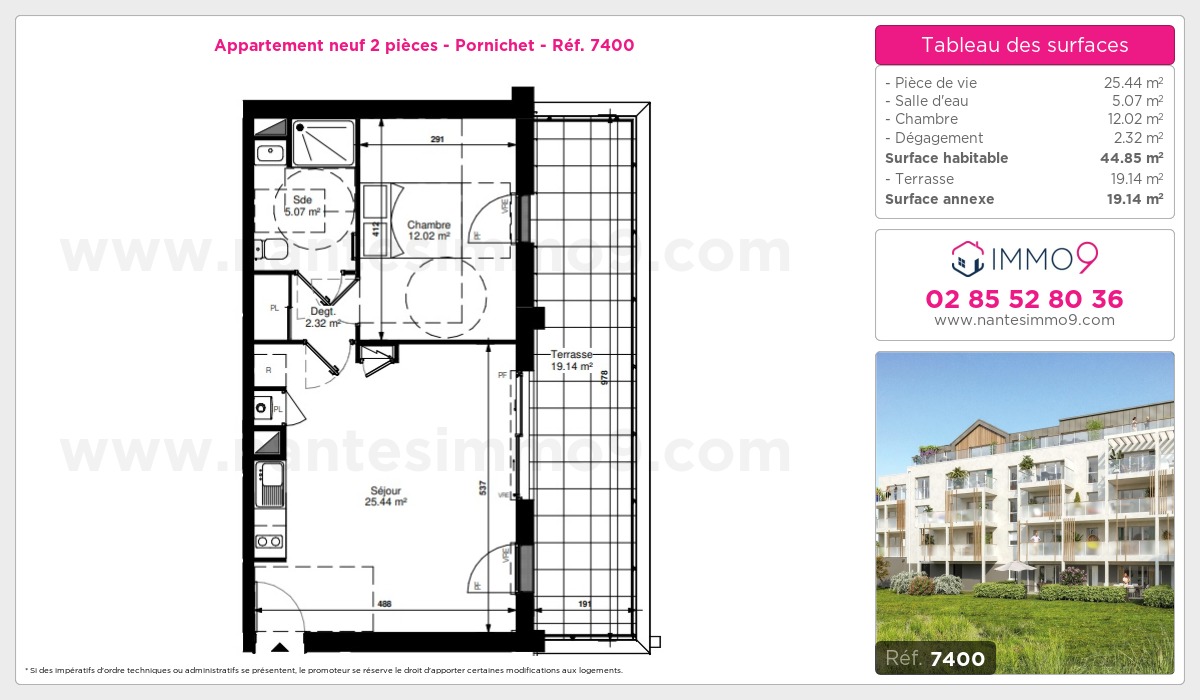 Plan et surfaces, Programme neuf Pornichet Référence n° 7400