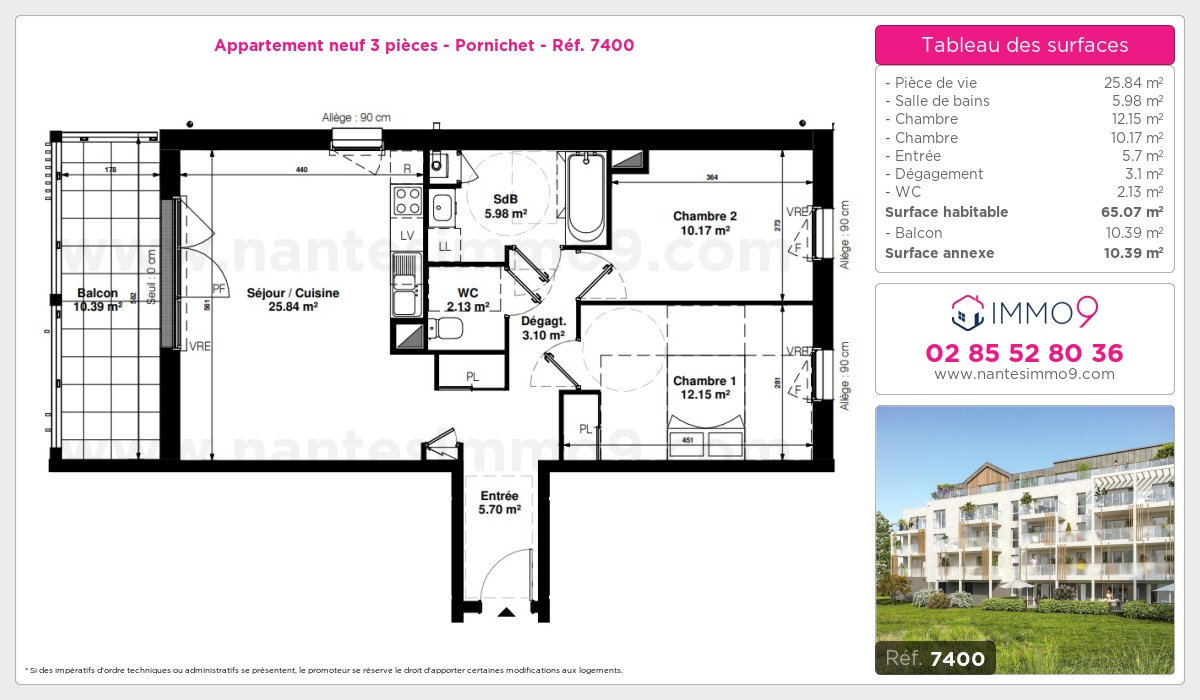 Plan et surfaces, Programme neuf Pornichet Référence n° 7400