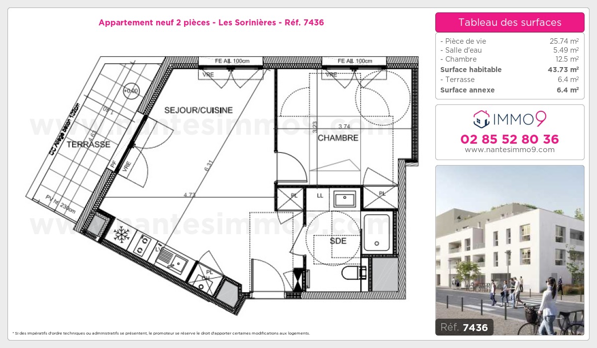 Plan et surfaces, Programme neuf Sorinières Référence n° 7436