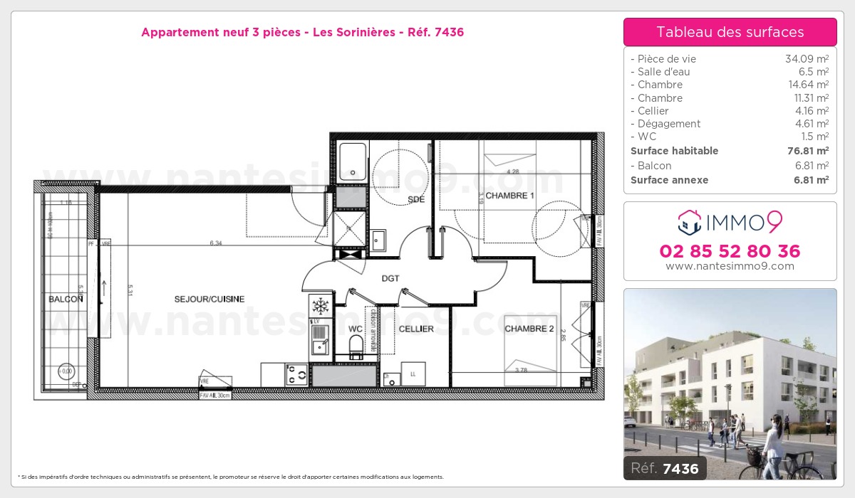 Plan et surfaces, Programme neuf Sorinières Référence n° 7436