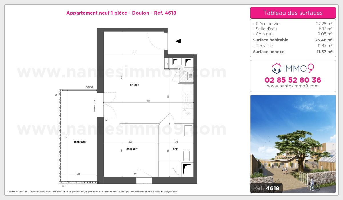 Plan et surfaces, Programme neuf Nantes : Doulon Référence n° 4618
