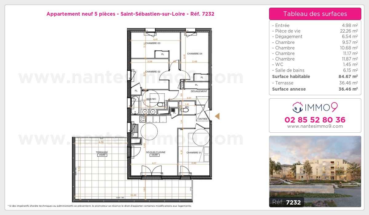 Plan et surfaces, Programme neuf Saint-Sébastien-sur-Loire Référence n° 7232