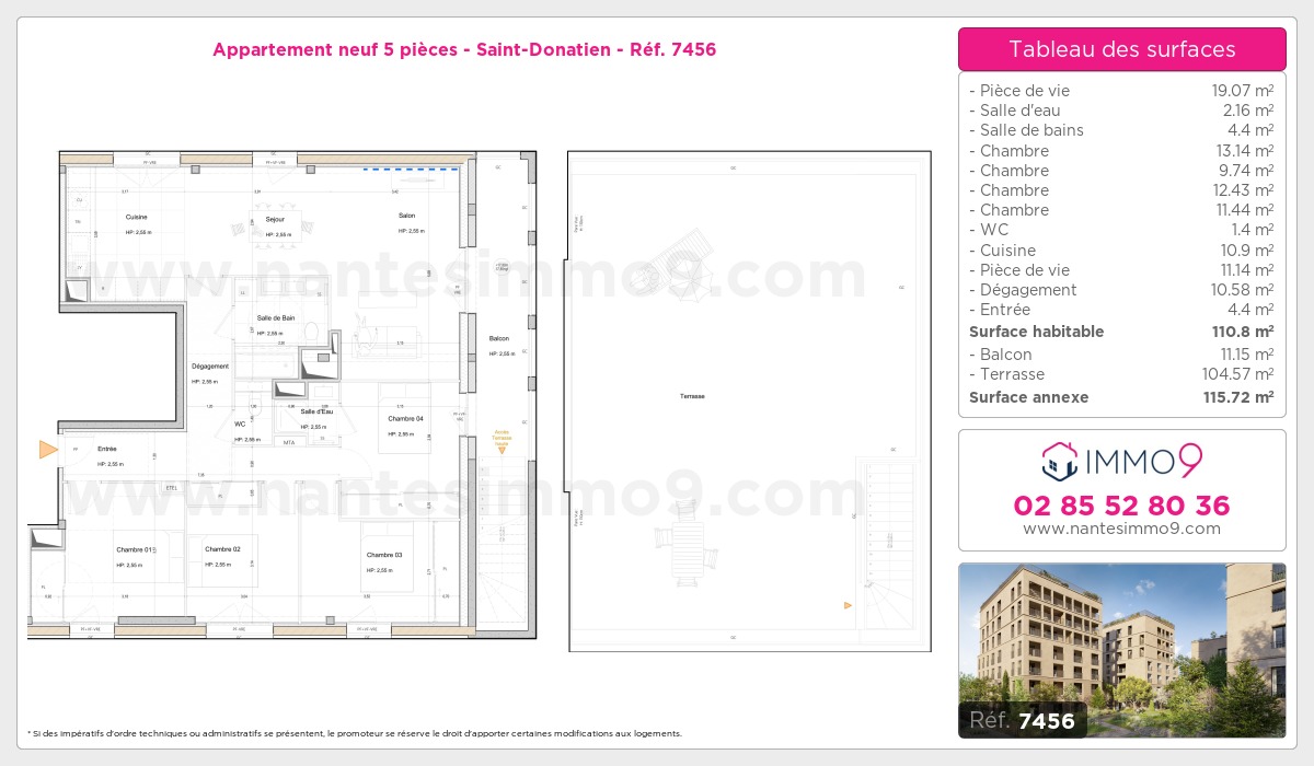 Plan et surfaces, Programme neuf Nantes : Saint-Donatien Référence n° 7456